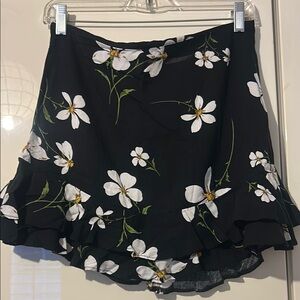 Urban Outfitters Floral Black Skirt with White Flowers
